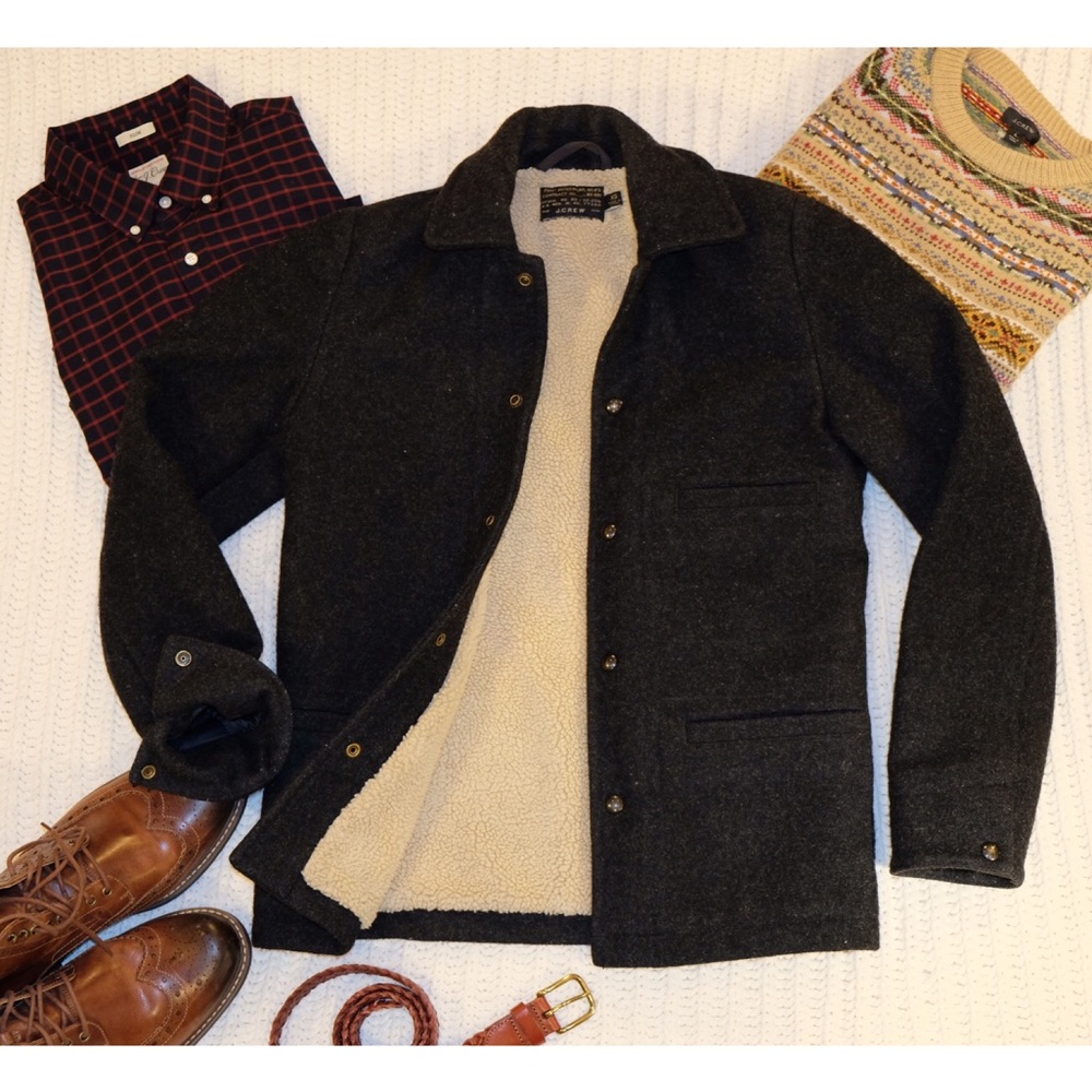 J.Crew Sherpa-Lined Skiff Wool Jacket